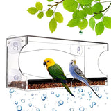 Wild Birds of Joy  Window Bird Feeder with Strong Suction Cups Outdoor Squirrel Proof Acrylic Hangout Wild Bird Feeders Pet Supply, Clear for Bird Watching with Drain Holes, Large Birdfeeders (Transparent)