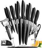 Home Hero 17 pcs Kitchen Knife Set | All-in-One Knives Set with Acrylic Stand | Includes 13 Stainless Knives, Scissors, Peeler & Knife Sharpener | Apartment Essentials Knife Set with Kitchen Gadgets