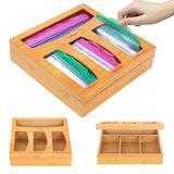 NOKEZM Bamboo Ziplock Bag Storage Organizer, Openable Top Lids Food Storage Bag Holders, Dispenser for Kitchen Drawer, Baggie & Countertop, Compatible with Ziploc, Glad, Quart, Sandwich and Snack Bags