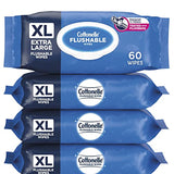 Cottonelle XL Flushable Wipes, Extra Large, 4 Flip-Top Packs, 60 Wipes per Pack (240 Total Flushable Wipes)