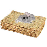 WoLover Grass Mat Woven Bed Mat for Small Animal Bunny Bedding Nest Chew Toy Bed Play Toy for Guinea Pig Parrot Rabbit Bunny Hamster Rat(Pack of 3) (3 Grass mats)