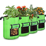 Ausemku 10 Gallon Potato Grow Bags, 4 Pack, Two-Sides Window Garden Planting Bag with Durable Handle, Thickened Nonwoven Fabric Pots Vegetable Grow Bags for Tomato