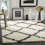 SAFAVIEH Dallas Shag Collection SGD257A Trellis Non-Shedding Living Room Bedroom Dining Room Entryway Plush 1.5-inch Thick Area Rug, 4' x 6', Dark Grey / Ivory