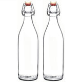 Seacoast Clear Glass Bottle with Swing Top Stopper, 33.75 Oz Round Pack of 4