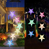 Vinkki Wind Chime Solar Light Color Changing LED Solar Mobile Blue Star Wind Chime Solar Light Wind Mobile Portable Waterproof Outdoor Decorative Romantic Wind Bell Light for Patio Garden Home Party