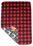 Dear Baby Gear Deluxe Reversible Baby Blankets, Custom Minky Print White Antlers, Red and Black Buffalo Plaid Minky