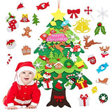 Hunthand  Felt Christmas Tree Set , DIY Christmas Tree with 34 Pcs Ornaments Wall Decor with Hanging Rope for Toddler Kids Xmas Gifts Home Door Decoration