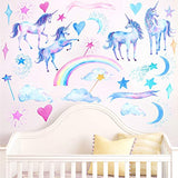 Leint Unicorn Wall Decals, Multi Color Unicorn Rainbow Vinyl Wall Stickers, Removable Decals for Girls Bedroom Kids Room Nursery, Unicorn Wall Art Home Decorations Party Supplies