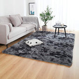 Wondo Tie Dyed Gradient Color Plush Super Soft Carpet Anti Slip Floor Table Mats Fluffy Area Rug Living Room Bedroom Home Decor,40x60cm,United States,F Dark Grey