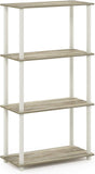 Furinno (99557BK/GY) Turn-N-Tube 4-Tier Multipurpose Shelf Display Rack - Black/Grey