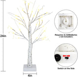 BLIKA  Set of 2,2FT 24LT Warm White LED Birch Tree Light Tabletop Tree Light, White Birch Tree with Light, Tabletop Tree Light Indoor, Lighted Birch Tree for Home Christmas Decoration