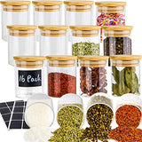 UMI UMIZILI  16 Piece Glass Jars with Lids, Airtight Bamboo Lids Spice Jars Containers Set For Spice, Coffee, Beans, Candy, Nuts, Herbs, Dry Food Canisters (Extra Chalkboard Labels) - 7 oz Clear