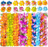 Moon Boat 54PCS Tropical Hawaiian Luau Leis Necklaces Bulk Bracelets- Tiki Flowers Summer Pool Party Supplies Decorations Favors Ornaments