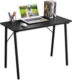 Coavas Small-Desk,Simple Computer-Desk Home Office Desk with Metal Legs for Students Adult Wooden Study Desk,100 * 48 * 74cm,Walnut &Black