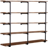 Tianman Industrial Wall Mount Iron Pipe Shelf Shelves Shelving Bracket Vintage Retro Black DIY Open Bookshelf DIY Storage offcie Room Kitchen Shelves (3Pcs,52" Tall,12" deep)