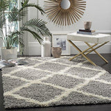 SAFAVIEH Dallas Shag Collection SGD257A Trellis Non-Shedding Living Room Bedroom Dining Room Entryway Plush 1.5-inch Thick Area Rug, 4' x 6', Dark Grey / Ivory