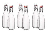 Seacoast Clear Glass Bottle with Swing Top Stopper, 33.75 Oz Round Pack of 4