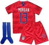 ALLSYY Alex Morgan #13 USA National Team 2019/2020 Season Kids Youth Sport T-Shirt & Shorts & Socks