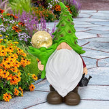 Fulldepot Garden Gnomes, Resin Garden Gnomes Statue with Solar Lights, Funny Figurines Outdoor Decor & Fairy Garden Accessories, Outdoor Decorations for Patio, Lawn and Yard-11.7 Inches