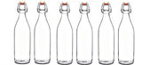 Seacoast Clear Glass Bottle with Swing Top Stopper, 33.75 Oz Round Pack of 4