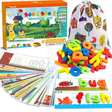 KMUYSL See & Spell Learning Educational Toys and Gift for 3 4 5 Years Old Boys and Girls - 80Pcs of CVC Word Builders, Alphabet Colors Recognition Game for Preschool Kindergarten Kids