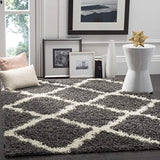 SAFAVIEH Dallas Shag Collection SGD257A Trellis Non-Shedding Living Room Bedroom Dining Room Entryway Plush 1.5-inch Thick Area Rug, 4' x 6', Dark Grey / Ivory