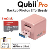 Flash Drive for iPhone, Auto Backup Photos & Videos, Photo Stick for iPhone, Qubii Photo Storage Device for iPhone & iPad【microSD Card Not Included】- Pink