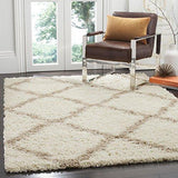 SAFAVIEH Dallas Shag Collection SGD257A Trellis Non-Shedding Living Room Bedroom Dining Room Entryway Plush 1.5-inch Thick Area Rug, 4' x 6', Dark Grey / Ivory