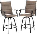 VIPEK Swivel Bar Stools Outdoor Kitchen Bar Height Patio Chairs Padded Sling Fabric, All-Weather Patio Furniture, 2 Pack