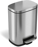 iTouchless SoftStep 1.3 Gallon Small Round Bathroom Step Trash Can with AbsorbX Odor Filter and Removable Inner Bucket, Stainless Steel, 5 Liter Pedal Garbage Bin for Bedroom, Office Cubicle