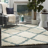 SAFAVIEH Dallas Shag Collection SGD257A Trellis Non-Shedding Living Room Bedroom Dining Room Entryway Plush 1.5-inch Thick Area Rug, 4' x 6', Dark Grey / Ivory