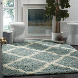 SAFAVIEH Dallas Shag Collection SGD257A Trellis Non-Shedding Living Room Bedroom Dining Room Entryway Plush 1.5-inch Thick Area Rug, 4' x 6', Dark Grey / Ivory