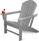 WENHAUS Adirondack Chair, Fire Pit Chairs, Patio Outdoor Chairs, Plastic Resin Deck Chair, Painted Weather Resistant Lounge Lawn Chair (Grey)