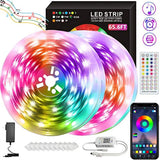 JUNEU 65.6FT LED Strip Lights, 20M RGB 5050 LEDs Color Changing Tape Light Full Kit with 40 Keys Remote Control Music Sync Rope Light for Room Bedroom Party Home Kitchen Indoor Decoration (32.8ftX2)