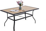 Patio Dining Table Outdoor Metal Square Table with Umbrella Hole