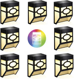 WAKYME Deck Solar Lights Outdoor 8 Packs, Warm White/7 Color Solar Deck Lights Waterproof, 2 Modes Solar Fence Lights, Fence Lighting for Front Door, Backyard, Patio, Stair, Driveway Path Wall Light