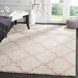 SAFAVIEH Dallas Shag Collection SGD257A Trellis Non-Shedding Living Room Bedroom Dining Room Entryway Plush 1.5-inch Thick Area Rug, 4' x 6', Dark Grey / Ivory