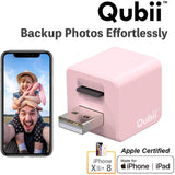 Flash Drive for iPhone, Auto Backup Photos & Videos, Photo Stick for iPhone, Qubii Photo Storage Device for iPhone & iPad【microSD Card Not Included】- Pink