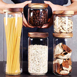 SAIOOL Set of 5 Kitchen Canisters,Thick, Stackable, Natural Style,Cookie, Rice and Spice Jars - Sugar or Flour Container - Big and Small Airtight Food Jar for Pantry