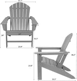 WENHAUS Adirondack Chair, Fire Pit Chairs, Patio Outdoor Chairs, Plastic Resin Deck Chair, Painted Weather Resistant Lounge Lawn Chair (Grey)