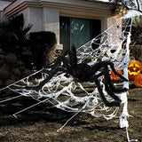 Lovinland Halloween Decorations Outdoor 295'' Halloween Spider Web Decor 59'' Scary Giant Spider 100 Small Fake Spiders 40 g Stretch Cobwebs Spider Webs Halloween Decorations for Outside Yard Garden Lawn Party