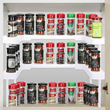 REKOBON Spice Rack, Spice Rack Organizer for Cabinet, Spice Shelf for Kitchen, Expandable Seasoning Organizer, Stackable Cabinet Shelves, Spice Rack Tiered Organizer