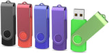 PANGUK 8GB USB Flash Drive USB 2.0 Memory Stick 5 PACK 8GB Swivel Pen Drive Thumb Drives Metal Cap (5 Mix-color: Black, Blue, Red, Green, Purple)