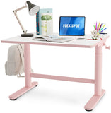 FEZIBO Kids Desk Standing Desk Adjustable Height Hand Crank Ergonomic Sit Stand Desk 32 x 24 inch Table for Girl Children's School Home Study Pink