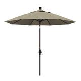 California Umbrella 9' Round Aluminum Market Umbrella, Crank Lift, Collar Tilt, White Pole, Sunbrella Pacific Blue