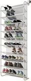 FKUO 10-Tier Over The Door Shoe Organizer Hanging Shoe Storage with 2 Customized Strong Metal Hooks for Closet Pantry Kitchen Accessory - Space Saving Solution (10 Layer, White)