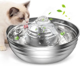 Oneisall Cat Water Fountain Stainless Steel,2L/67oz Quiet Cat Fountain Water Bowl for Multiple Pets,Low Noise Water Fountain for Cats Inside