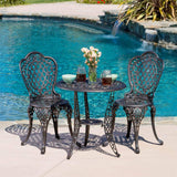 Incbruce Cole Outdoor Cast Aluminum Bistro Set, 3 Piece Set, Bronze