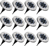 H*Sheng TPK 12 Pack Solar Lights Outdoor Garden LED, Waterproof Landscape Pathway Lights, Dusk to Dawn, 7000K Diamond White, Yard Patio Ground Lights, Cross Spike Stake for Easy In Ground Install