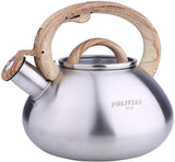 POLIVIAR 7379 Tea Kettle, 2.7 Quart Silver Ti Teapot Stovetop, Loud Whistling Kettle for Tea and Coffee, Food Grade Stainless Steel for No-Rust and Anti-Hot Handle, Suitable for All Heat Sour (JX2018-MS20)